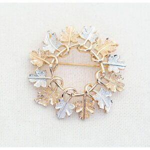 Vintage Art Nouveau Ring of Maple Leaves Brooch by Sarah Coventry - T10